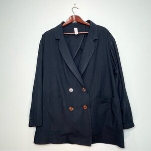 ANTHROPOLOGIE AMADI Womens Double Breasted Oversized Linen Blend Blazer Size Med